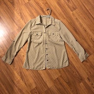 Cream & Black LS Button up